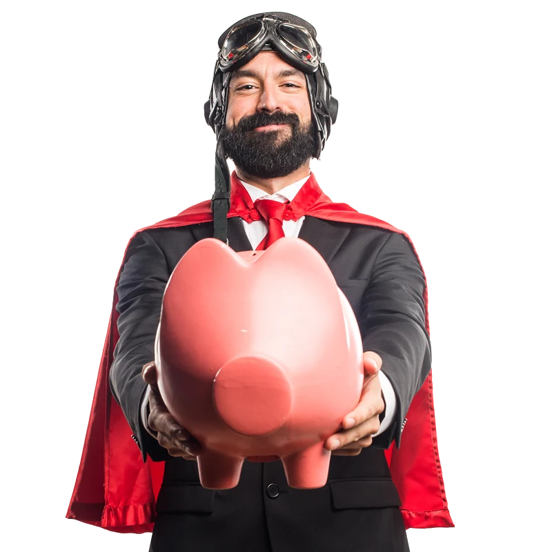 Imagen del aviador con hucha para reunificación de deudas