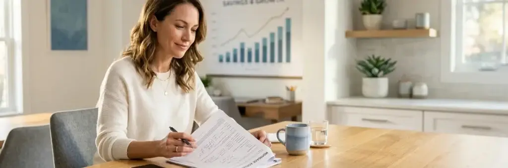 Mujer revisando su hipoteca según fluctuaciones del Euríbor
