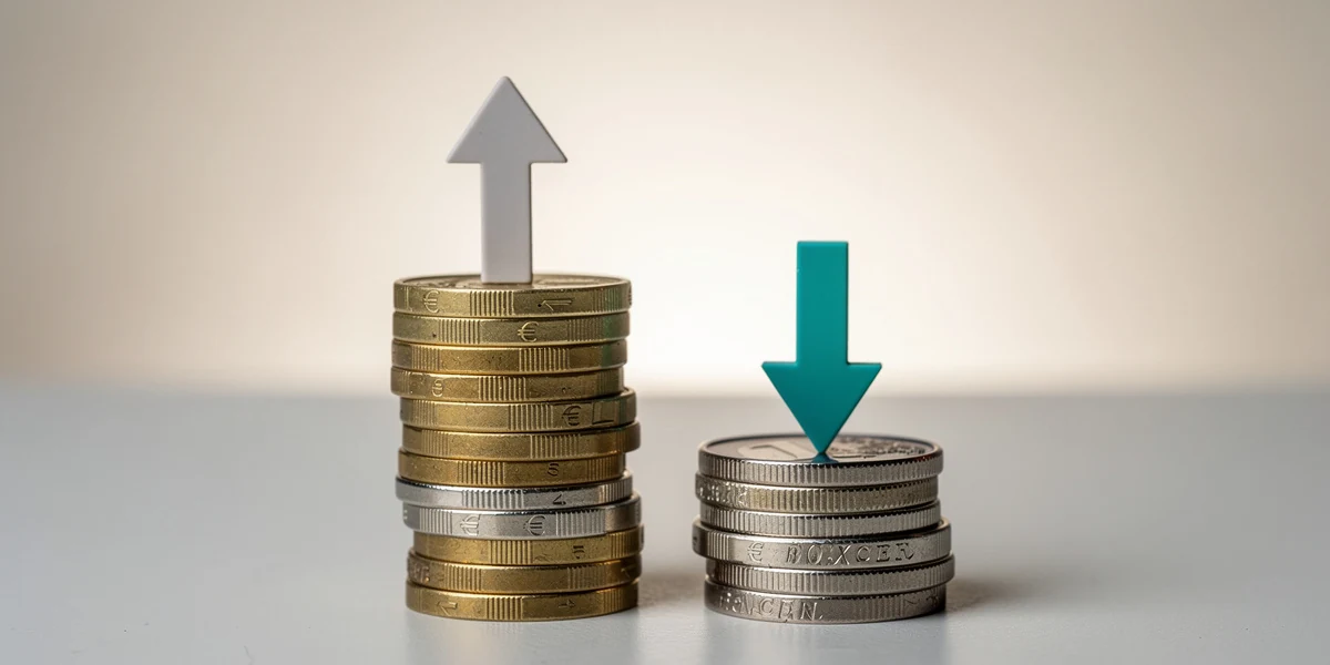 Dos montones de madera que explican la diferencia entre la inflación y la deflación