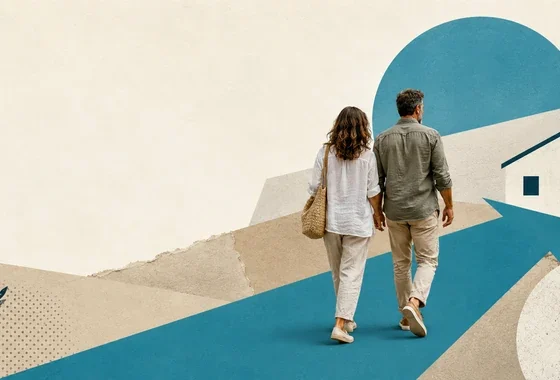 Pareja de camino a su nueva vivienda, ilustración sobre cómo conseguir una hipoteca sin entrada