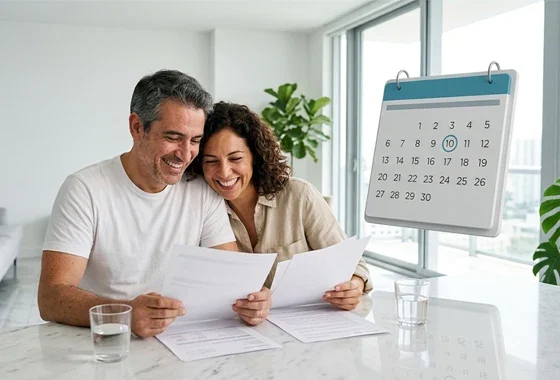 Pareja consultando documentos sobre la prescripción de deudas y cuándo caduca una deuda en España